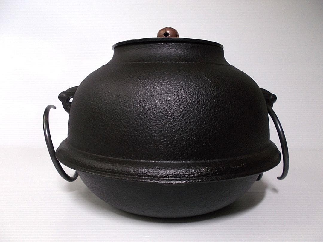 茶道具 志きの釜 しきの釜 アルミ軽合金 真形茶釜 釜環 送料込み