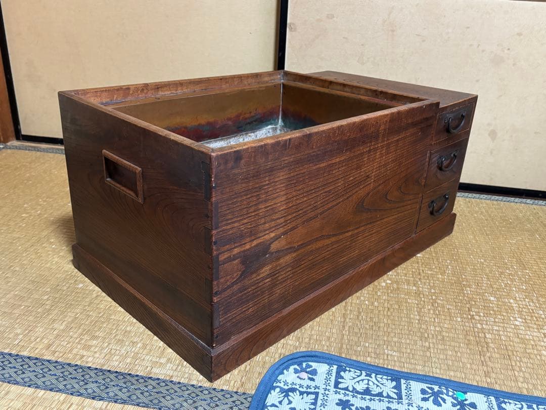関東火鉢 木製 引き出し付き長火鉢