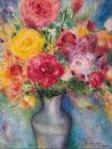 【模写】絵画　青山義雄　油彩4号　ROSE　色彩豊かな薔薇の花束　Y171