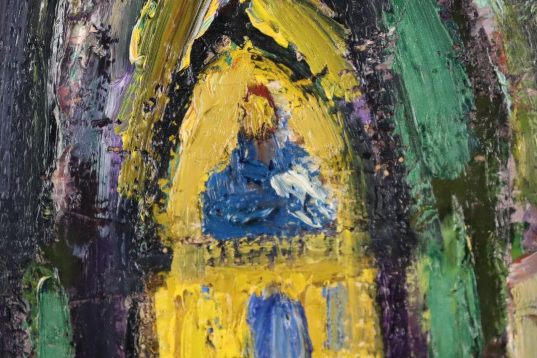 真作保証 田中忠雄 「シシリィーの聖堂」 油彩1号 行動美術協会創立会員