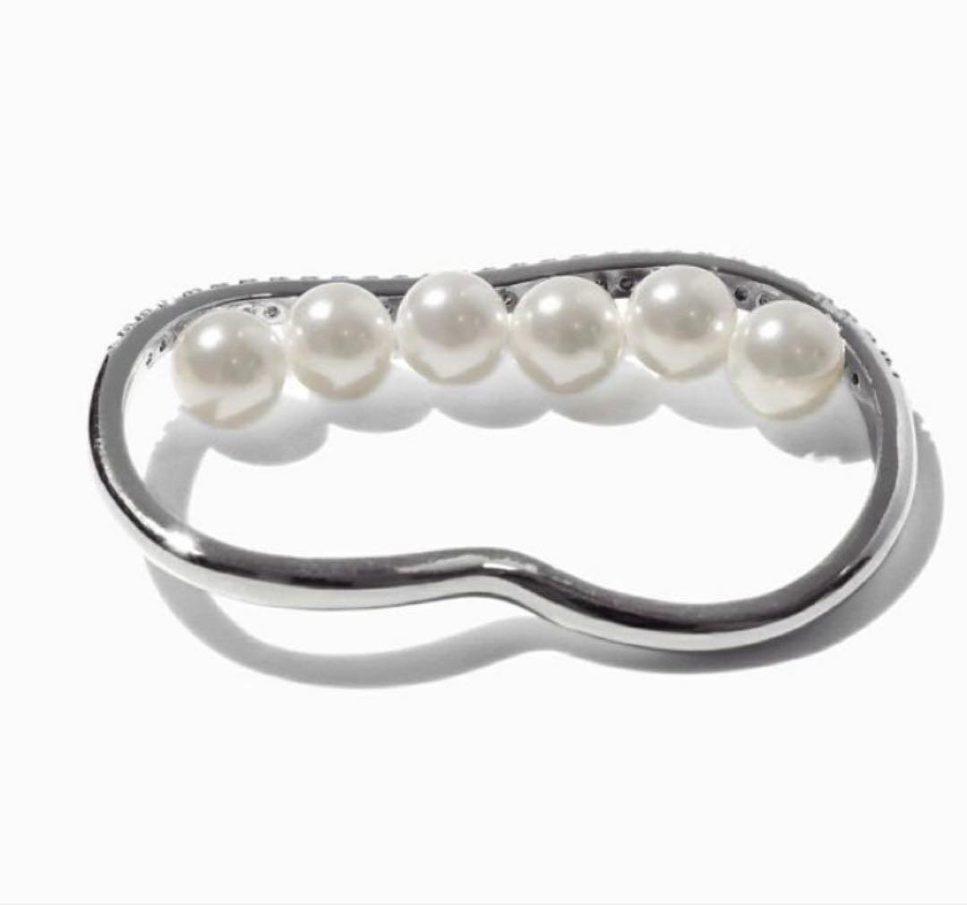ステラハリウッド　ビジューラインパールフィンガーリング（シルバー）¥13750