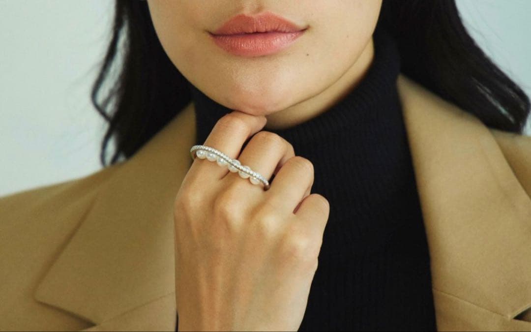 ステラハリウッド　ビジューラインパールフィンガーリング（シルバー）¥13750