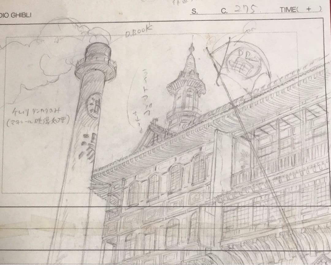 スタジオジブリ　レイアウト展　千と千尋の神隠し　油屋　ポストカード