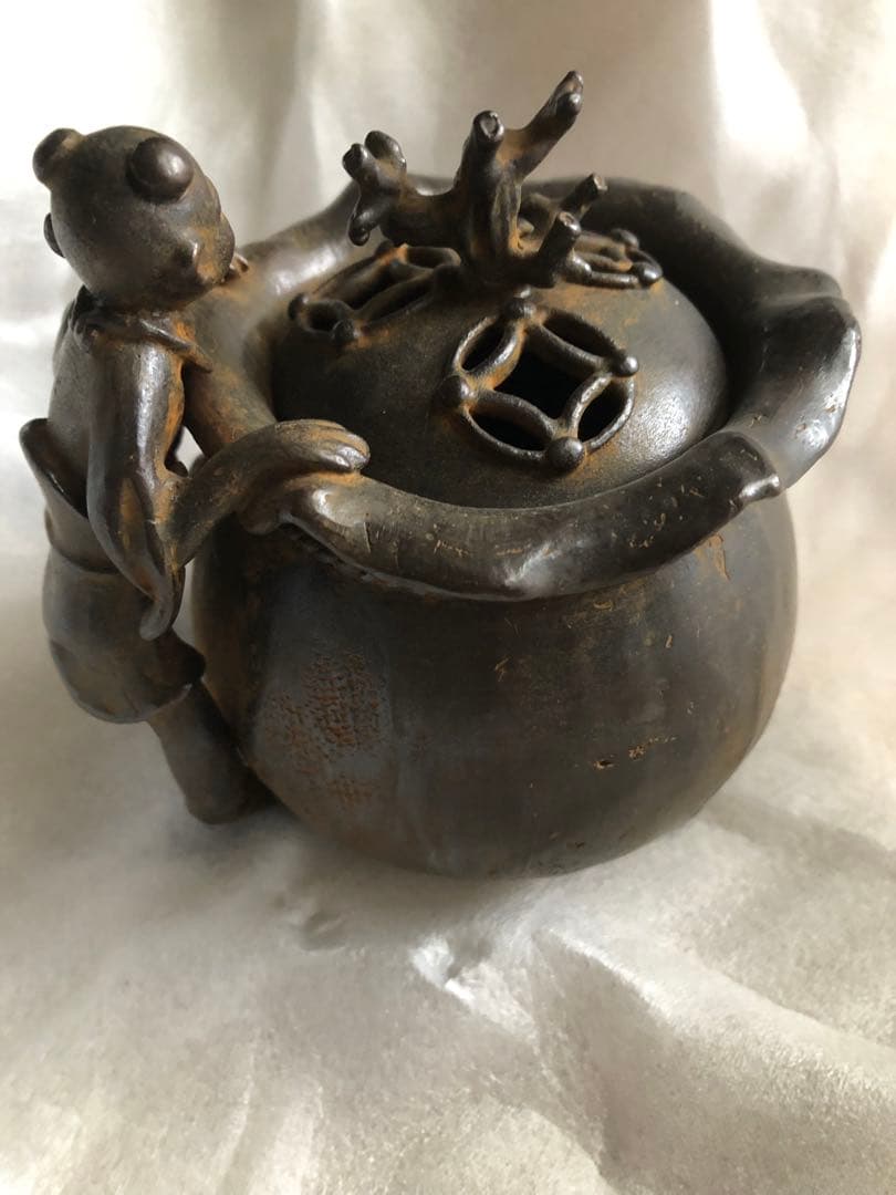 蝋型 鋳銅 宝茶巾 香炉 瑞雲作 共箱入