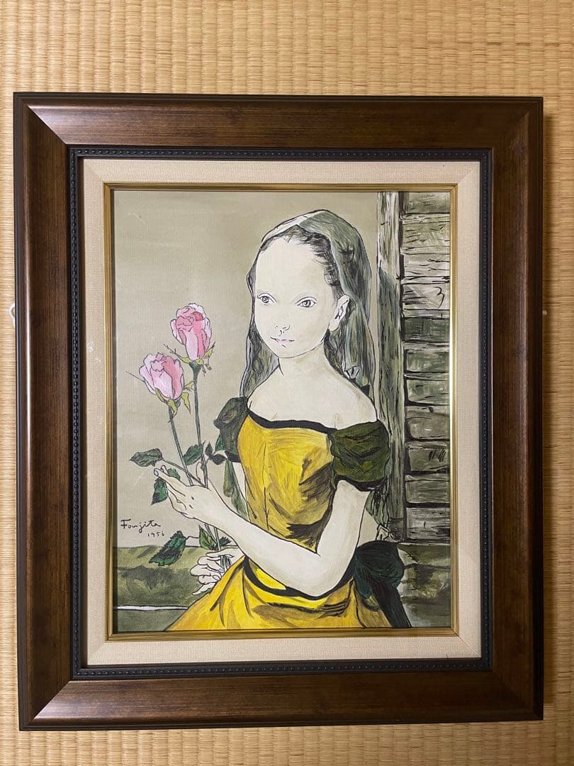 藤田嗣治　花を持つさ少女