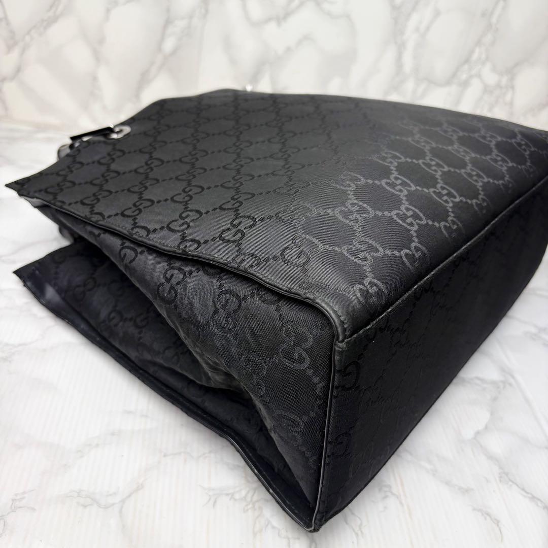 031 美品 GUCCI バンブー ハンドバッグ GG柄 黒 yu6
