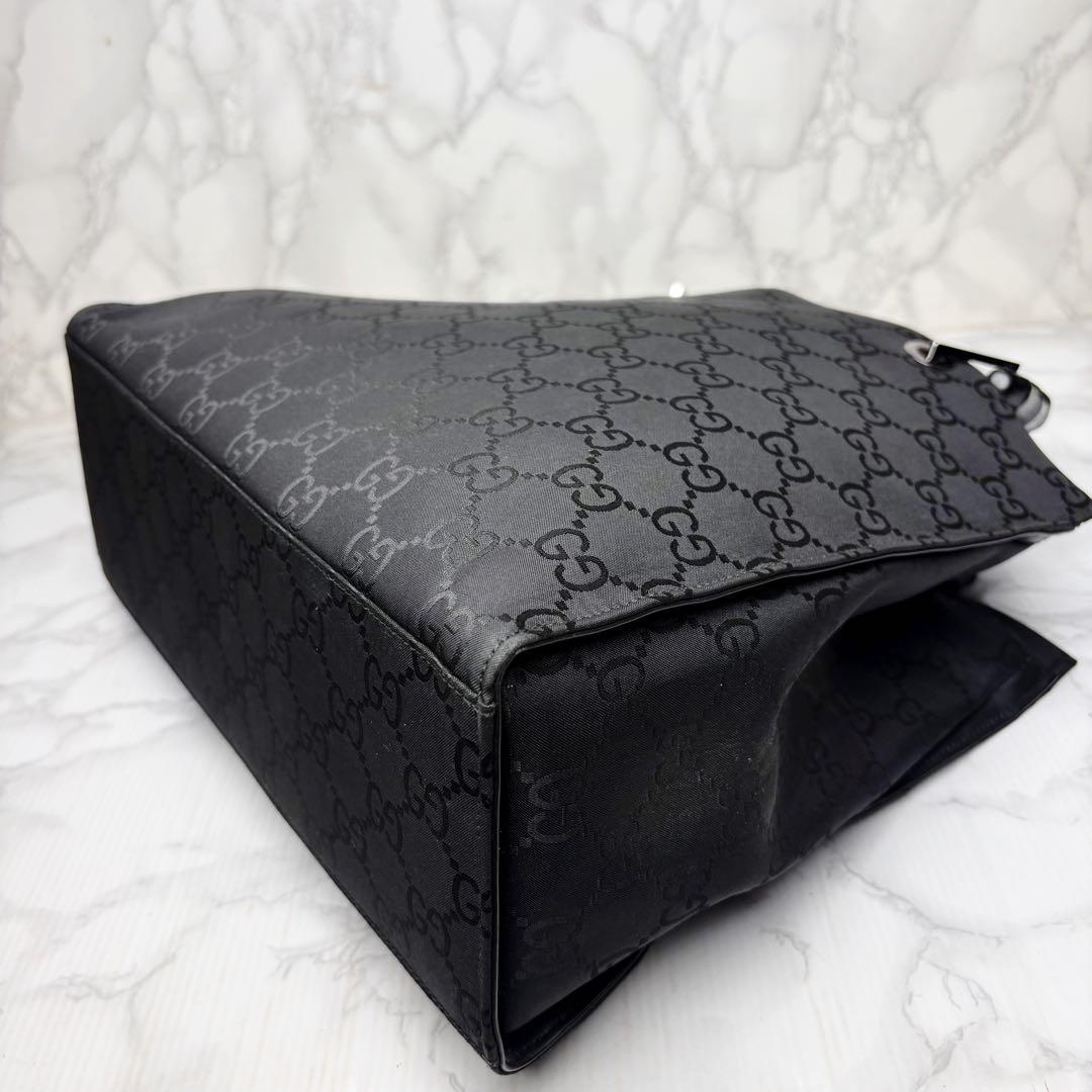 031 美品 GUCCI バンブー ハンドバッグ GG柄 黒 yu6