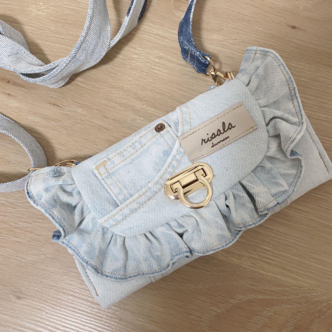 デニム リメイク フリル ウォレット ショルダー 2点セット