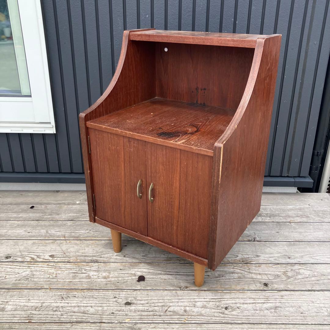 昭和レトロ 古家具 木製コンソールテーブル コールキャビネット 電話台 花台