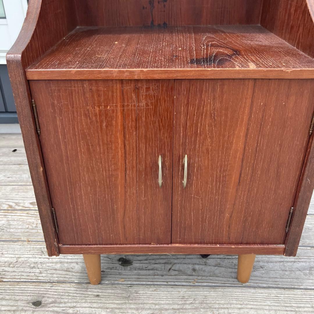 昭和レトロ 古家具 木製コンソールテーブル コールキャビネット 電話台 花台