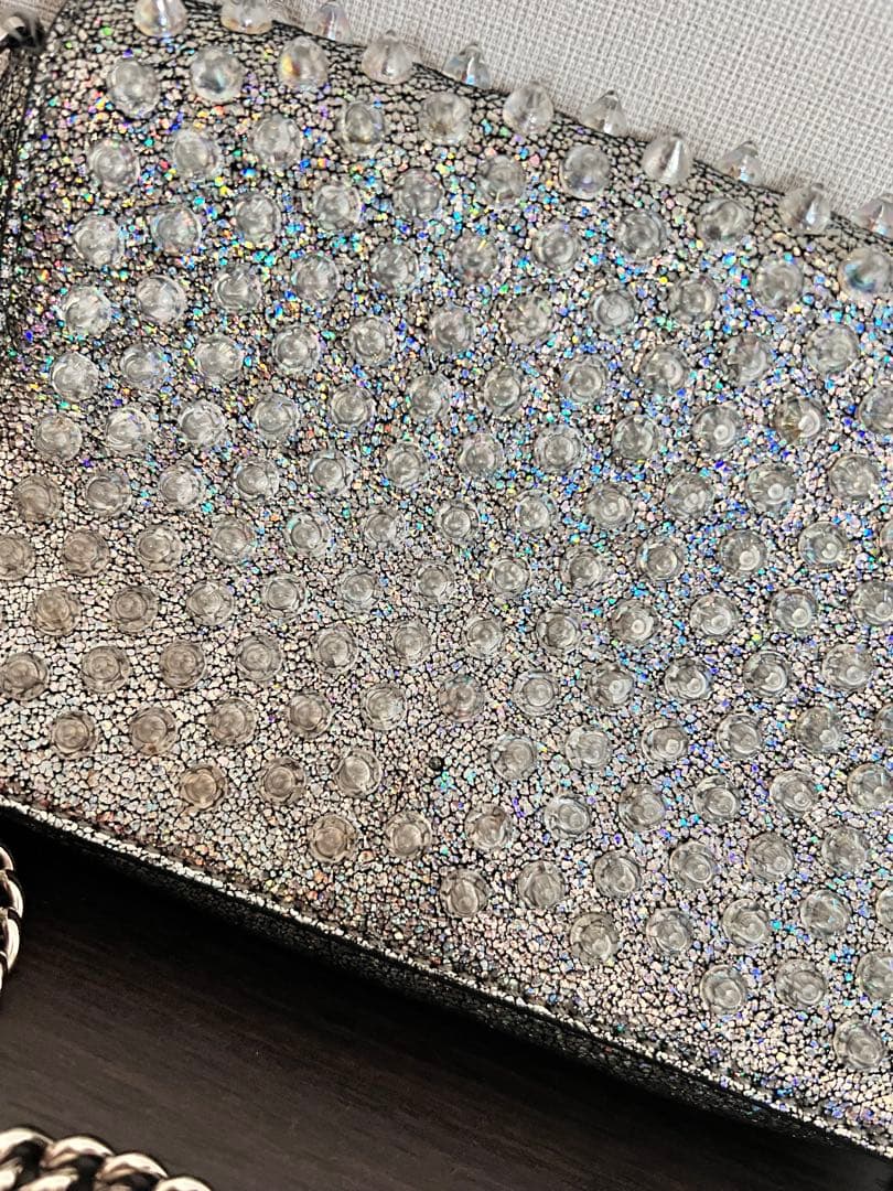 Christian Louboutinシルバーラメビジュー パーティーバッグ