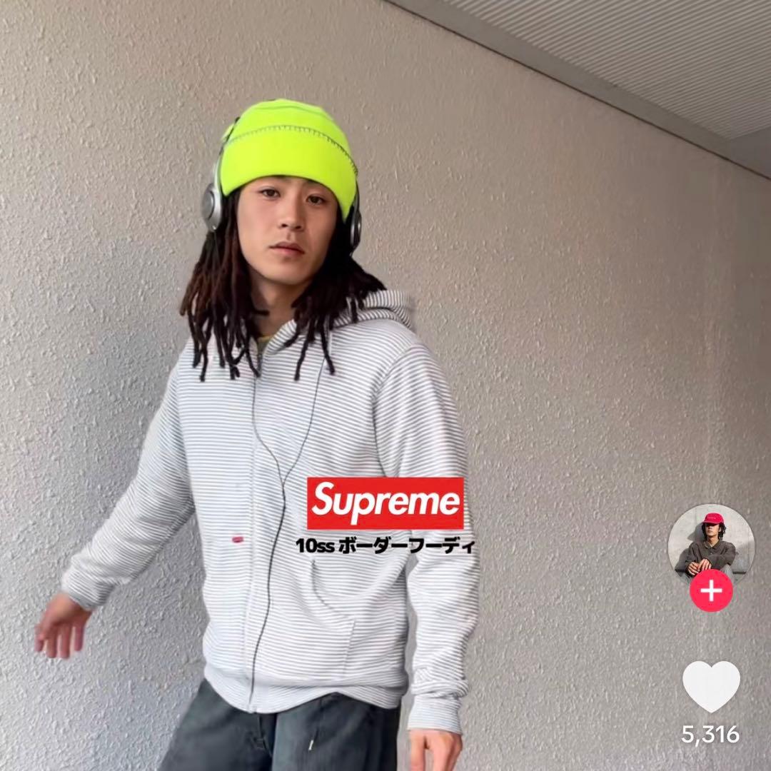 す*ー様 10ss supreme ボーダー ジップフーディ シティーボーイ f