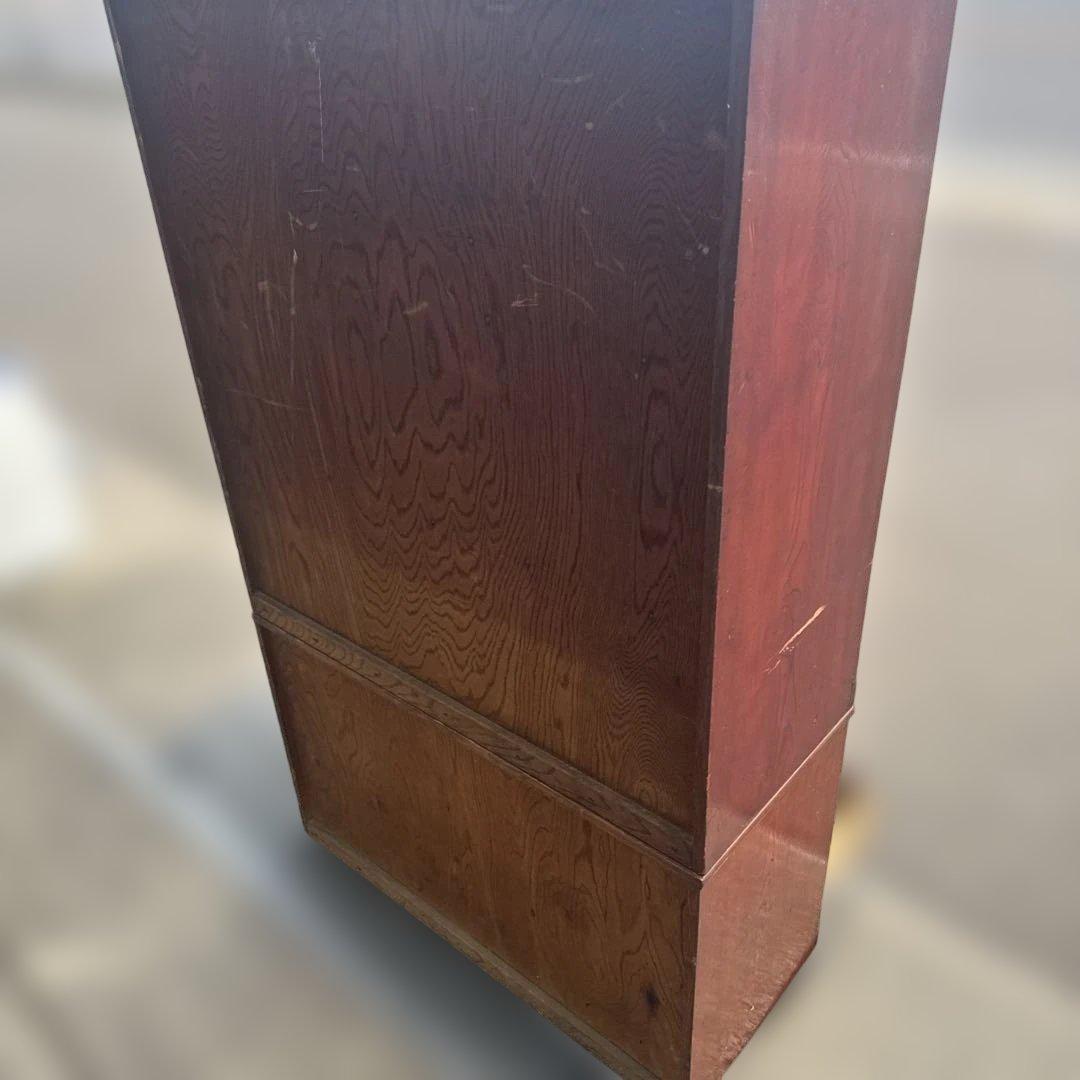 m*k様 昭和レトロ　茶箪笥　木製キャビネット 赤褐色 ガラス扉付き