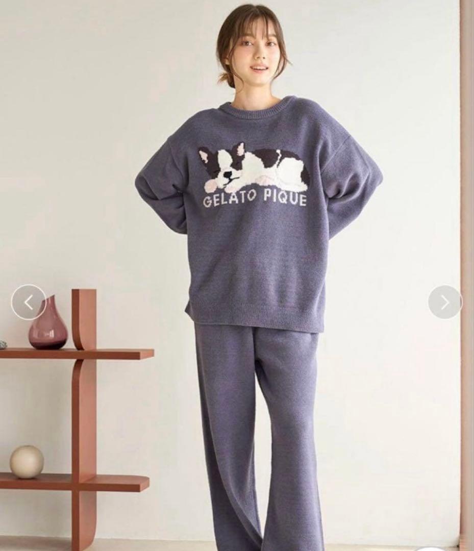 Gelato Pique ルームウェア フレンチブルドッグ 上下セット