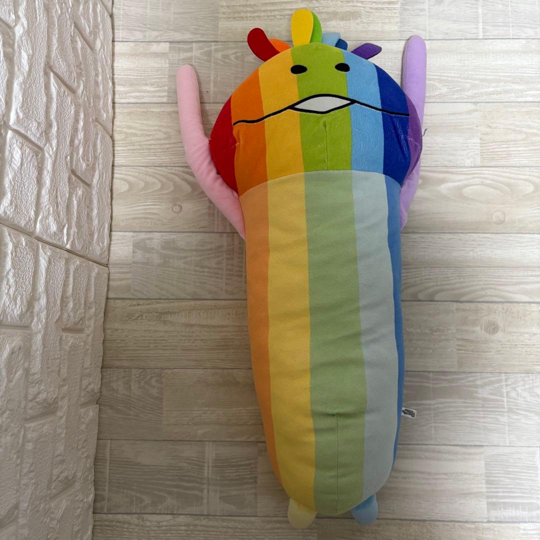 希少　レインボーなめこ 筒形クッション　おさわり探偵なめこ BIGFUNGHI