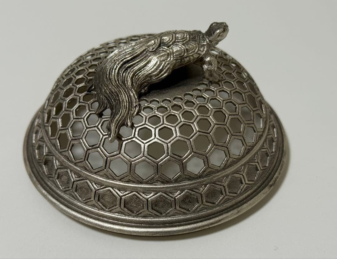 【未使用品】高岡銅器 香炉 彫金　佐野宏采 透かし蓋　茶道具　香道具