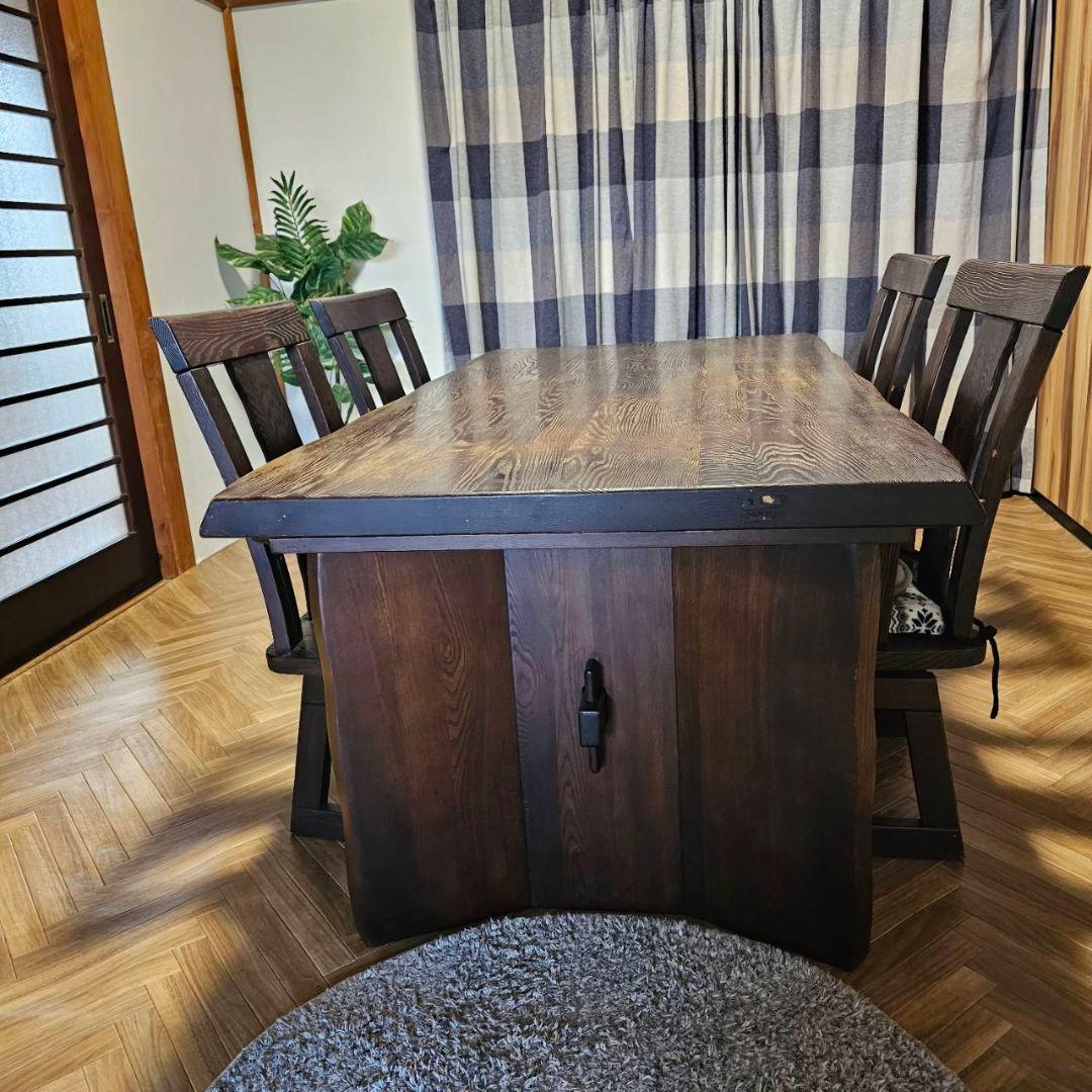 aya　ヴィンテージダイニングテーブル　4人分回転チェアセット