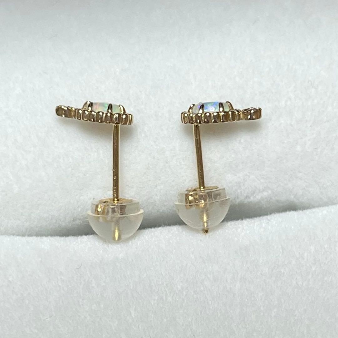 agete k10 オパール ダイヤモンド ピアス