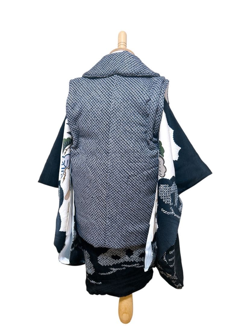 総絞り被布フルセット♡七五三　3歳　男の子　一式　黒系　鷹