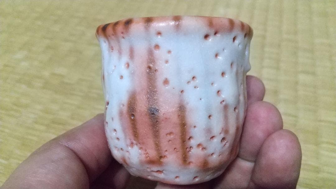 林正太郎　木賊紋・麦藁手　志野　ぐい呑　共箱