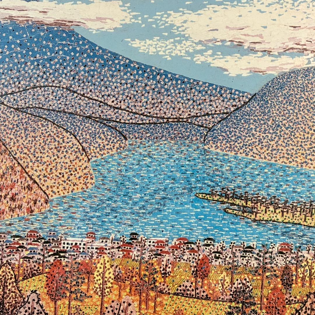 山下清「日本平よりの富士」リトグラフ 落款有 あずま工芸 裸の大将 額縁入