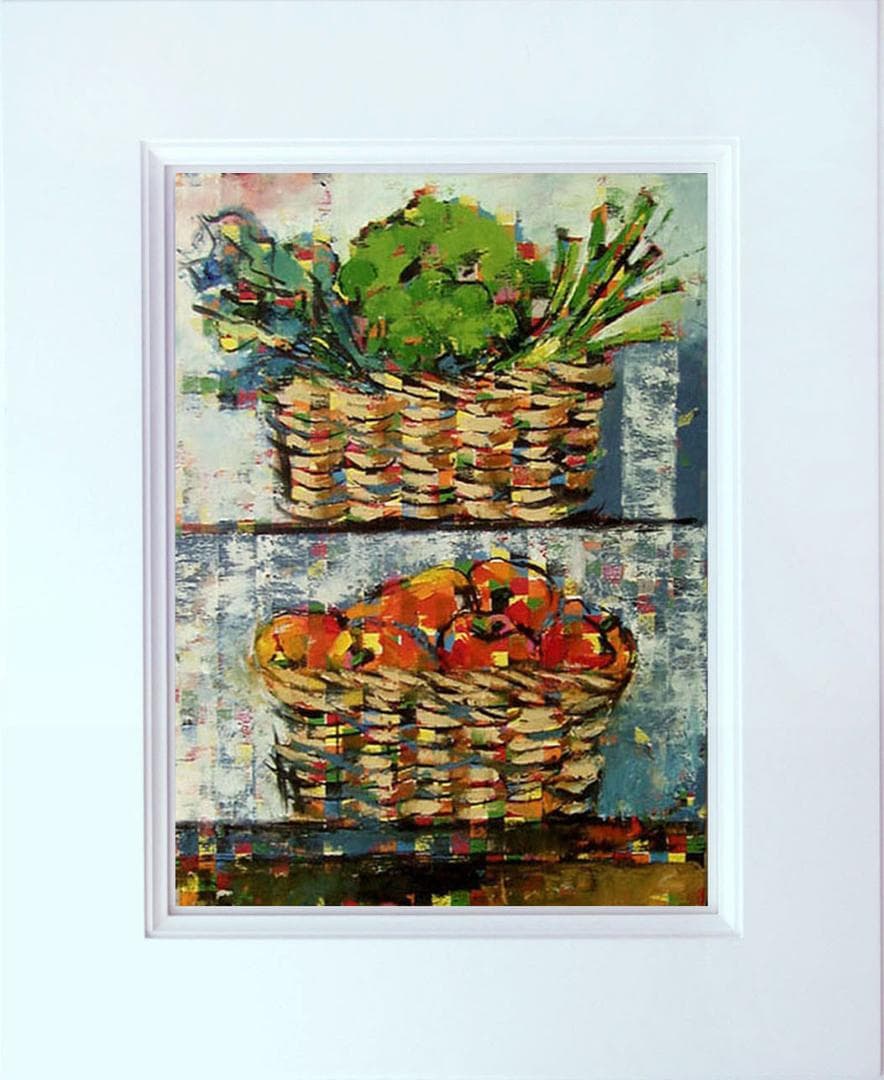 油絵 菅家令子 絵 絵画インテリア 額付(黒) uF6-060903 静物 野菜