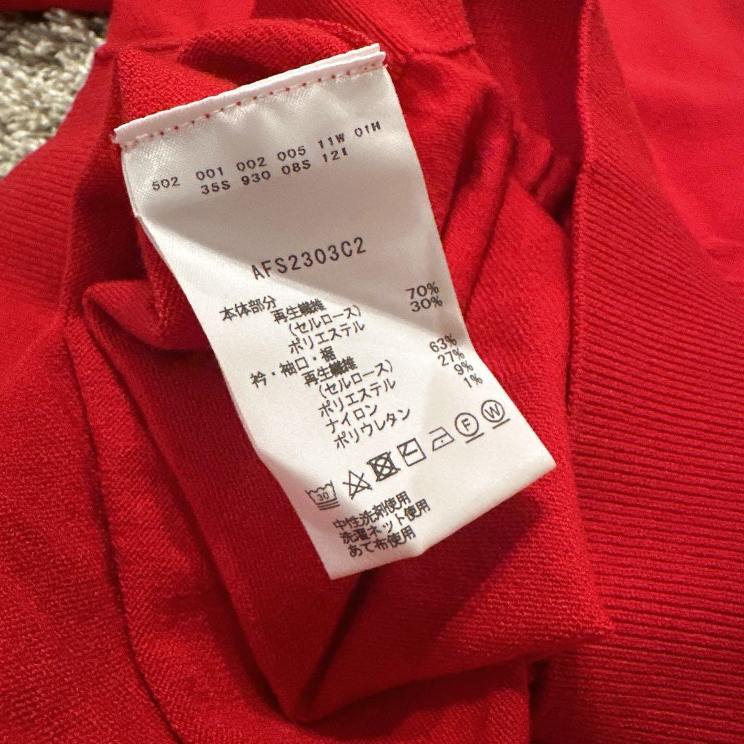 【新品相当】and per se アンパスィ 刺繍 レッドセーター