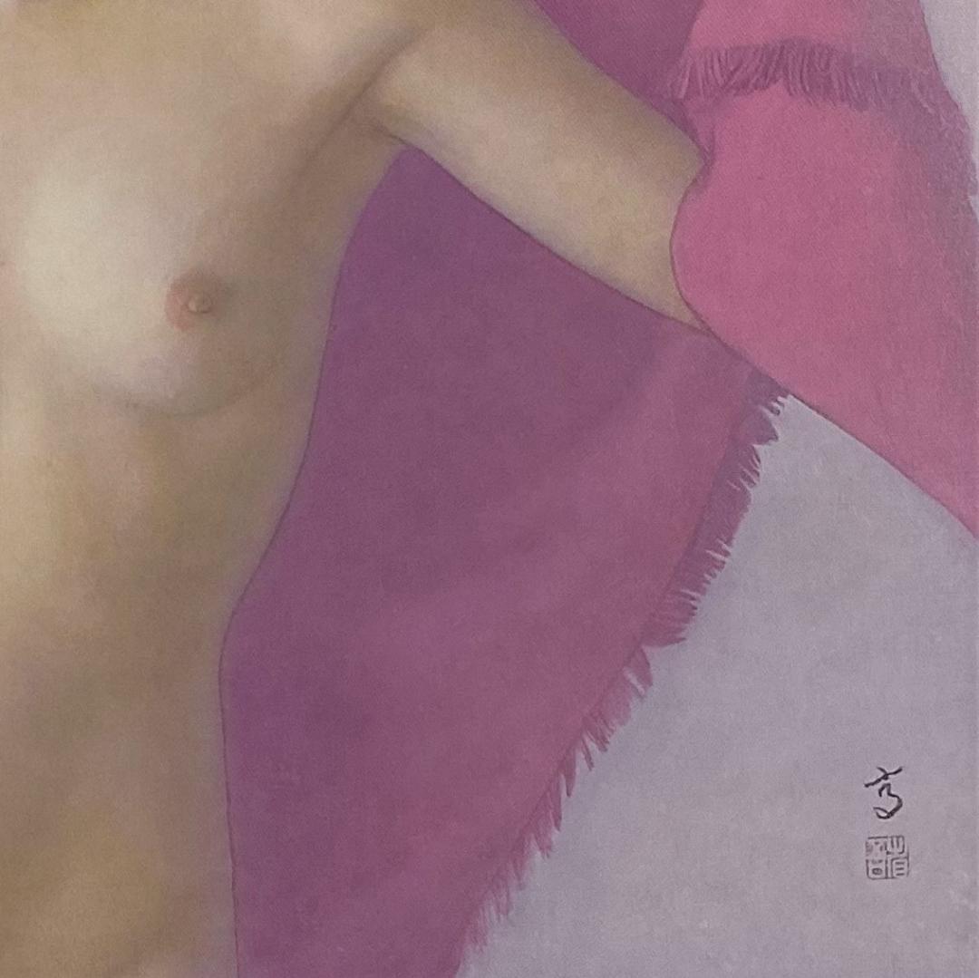 高塚省吾、【ショール】、希少な額装用画集画、新品高級額 額装付