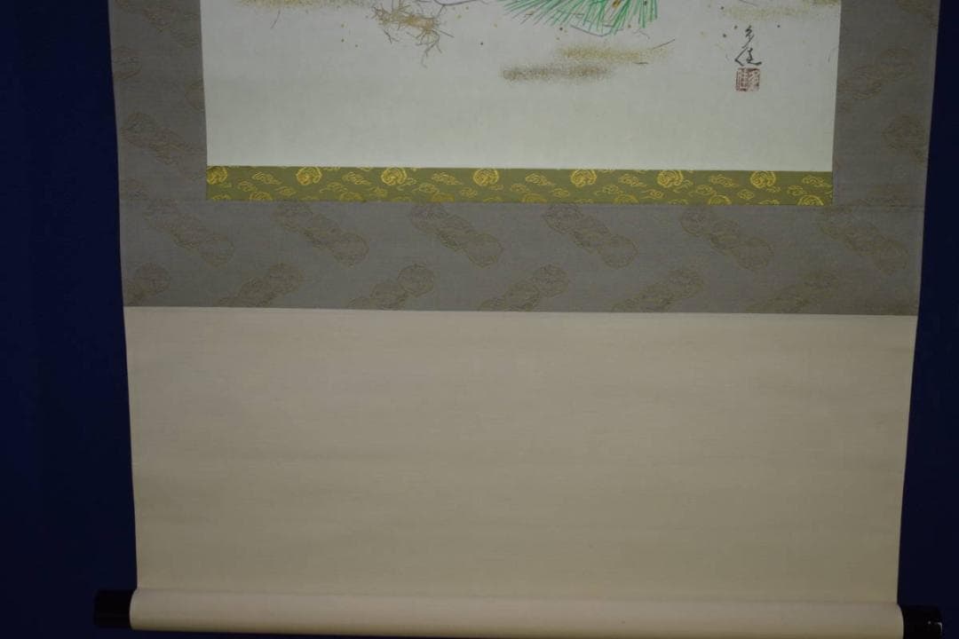 真作/寺岡多佳/松梅図/横物/布袋屋掛軸HJ-455