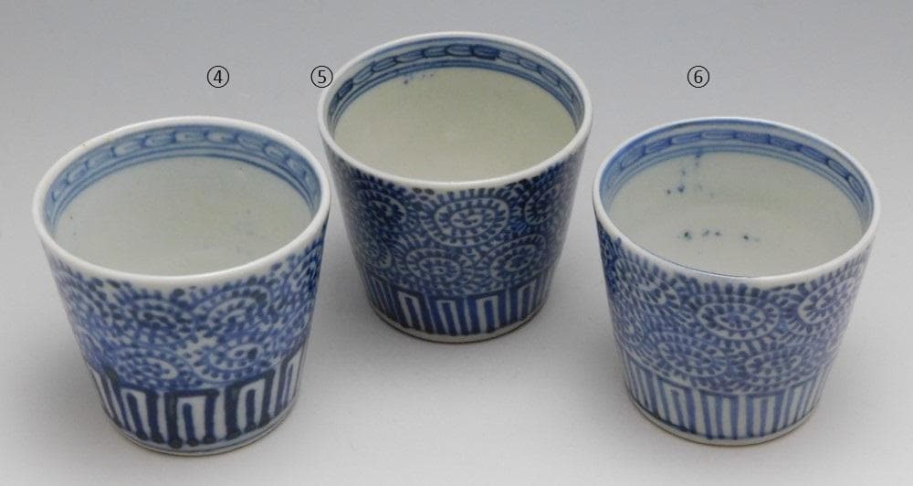 【鳳凰堂】古伊万里「蛸唐草 蕎麦猪口」染付 一客ずつ 江戸後期 送料出品者負担