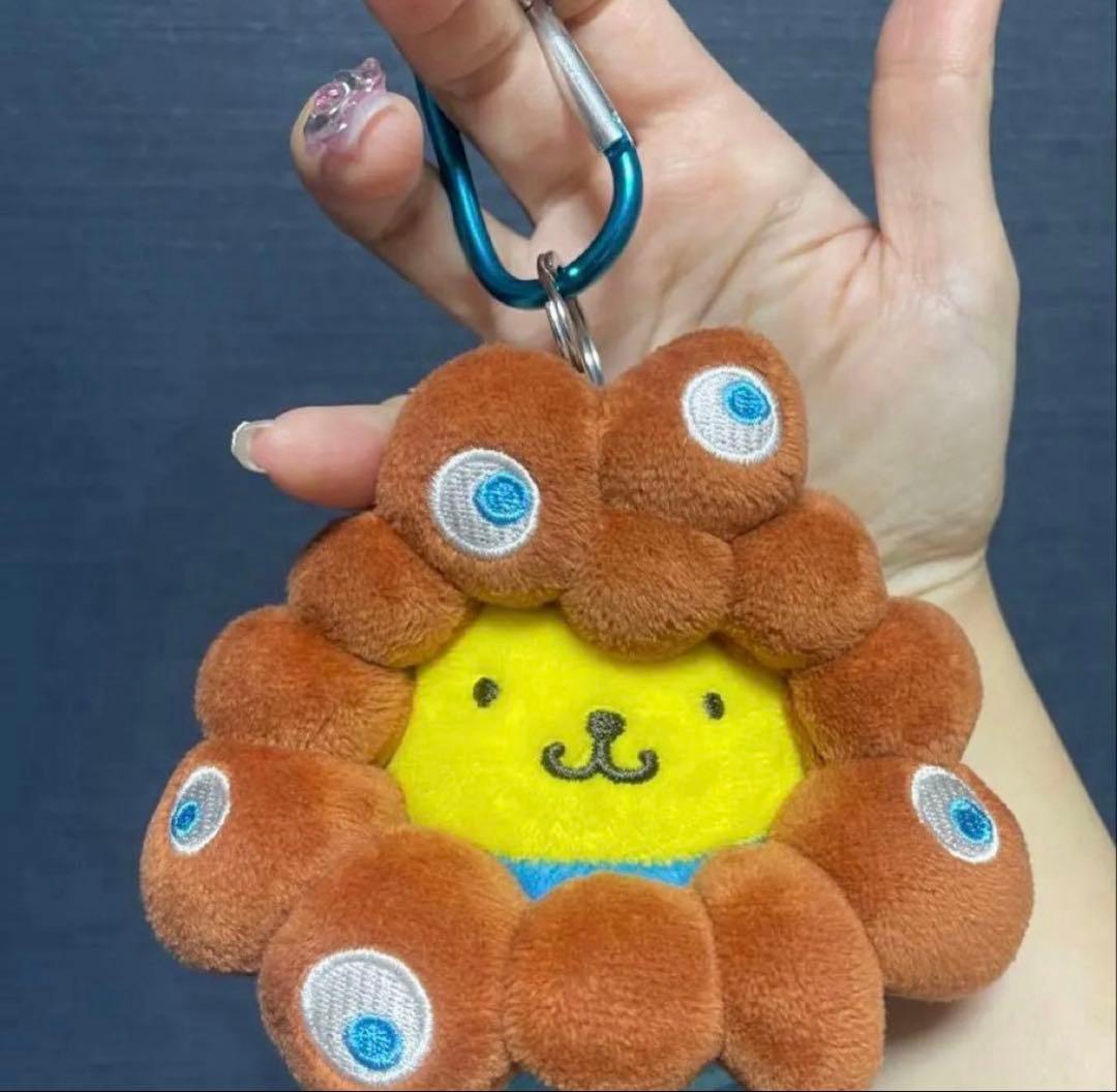 サンリオ ポムポムプリン　ミャクミャクなりきりぬいぐるみ　カラビナつきキーリング