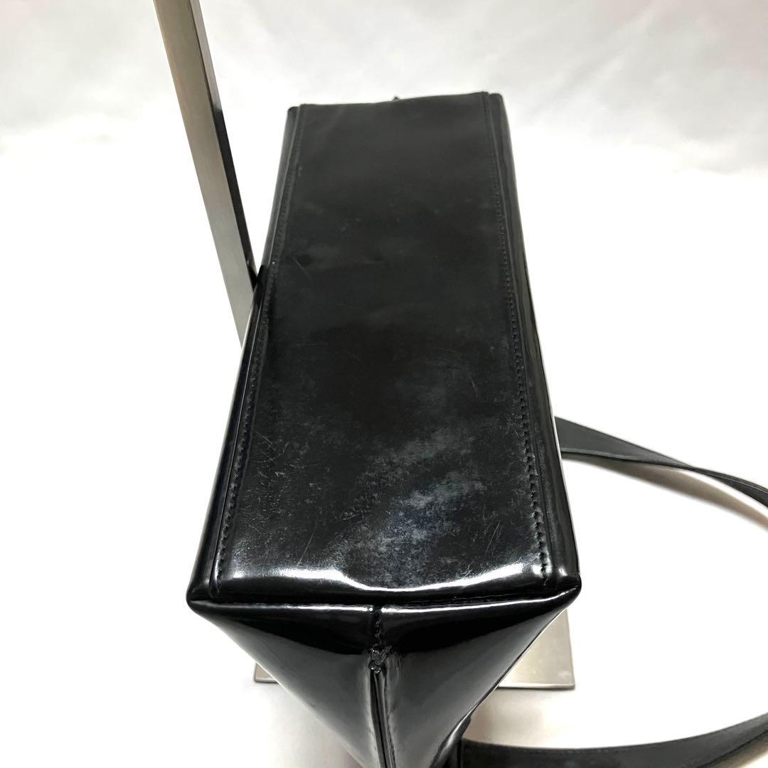 GUCCI グッチ ワンショルダー バッグ エナメル ブラック 黒 希少デザイン