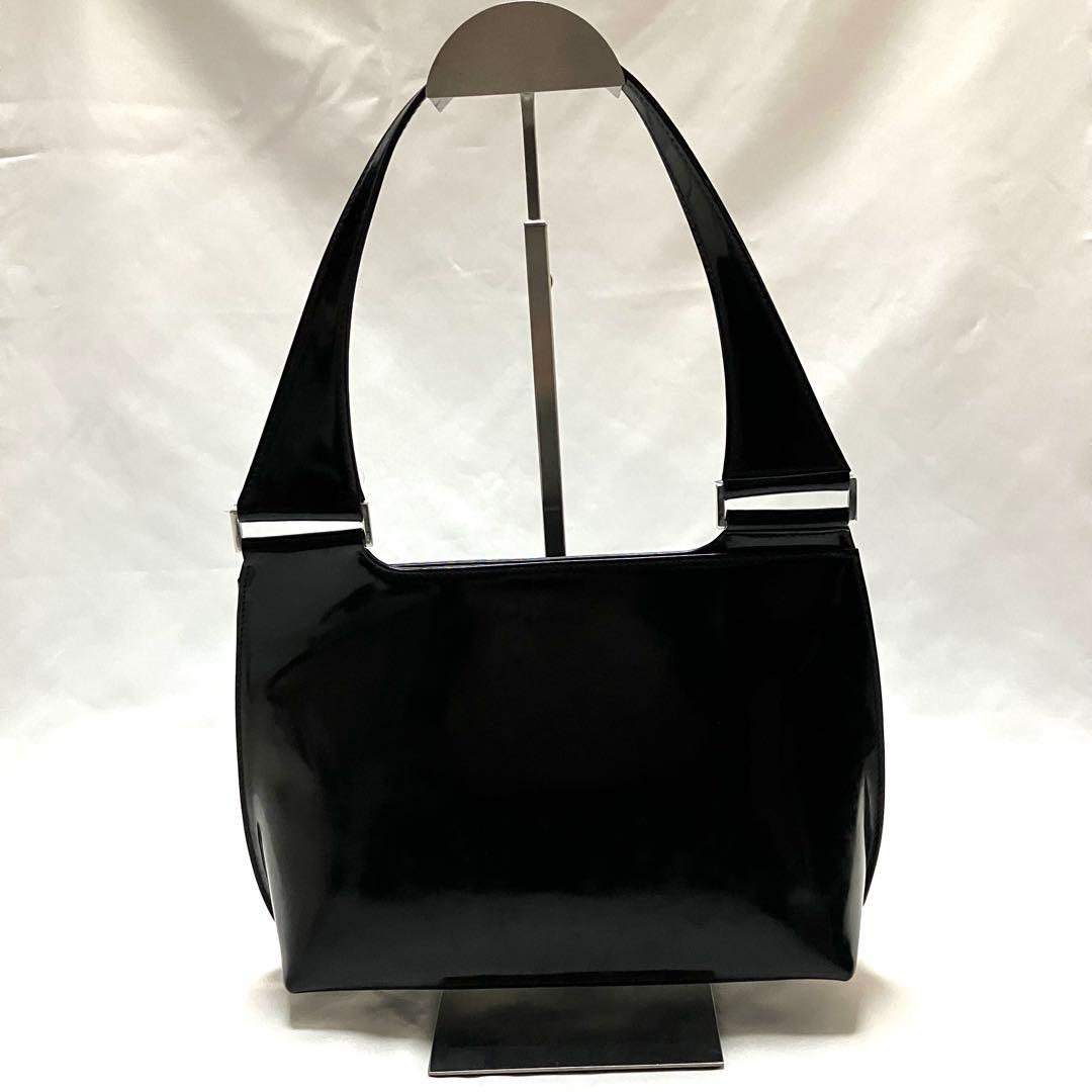 GUCCI グッチ ワンショルダー バッグ エナメル ブラック 黒 希少デザイン