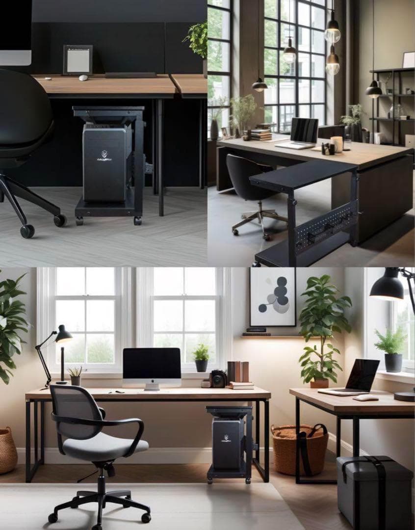 【新品】パソコンスタンド 黒 パソコンラック ゲーミングPCラック キャスター付