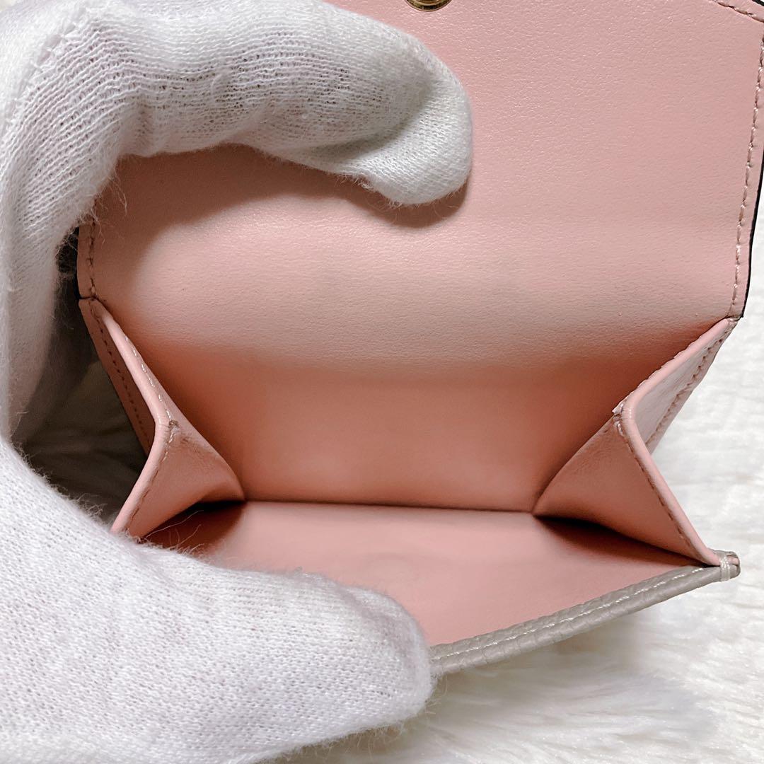 ♡超極美品♡ボナベンチュラ 三つ折り財布 スモールウォレット グレージュ ピンク