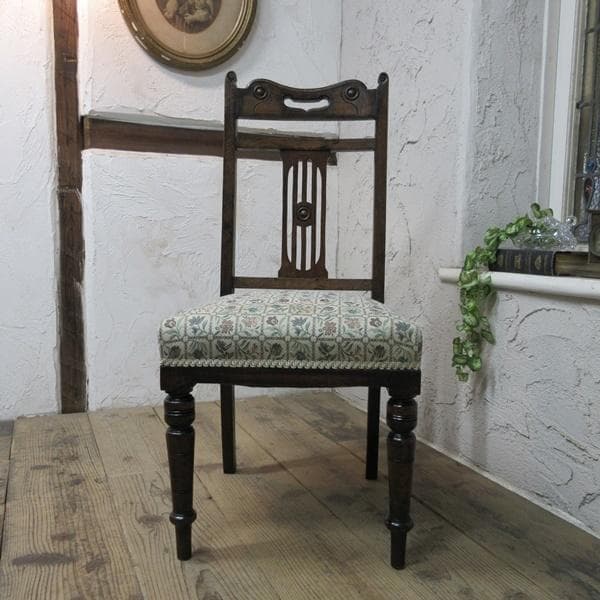 イギリス アンティーク 家具 ダイニングチェア 張りぐるみ椅子 英国 4209d