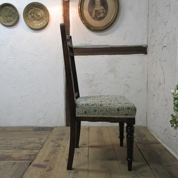 イギリス アンティーク 家具 ダイニングチェア 張りぐるみ椅子 英国 4209d