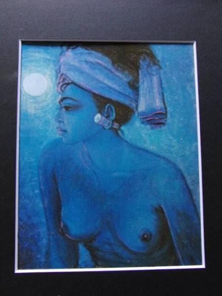 ALIMIN（アリミン）、月光を浴びるバリの乙女、希少大判画集画