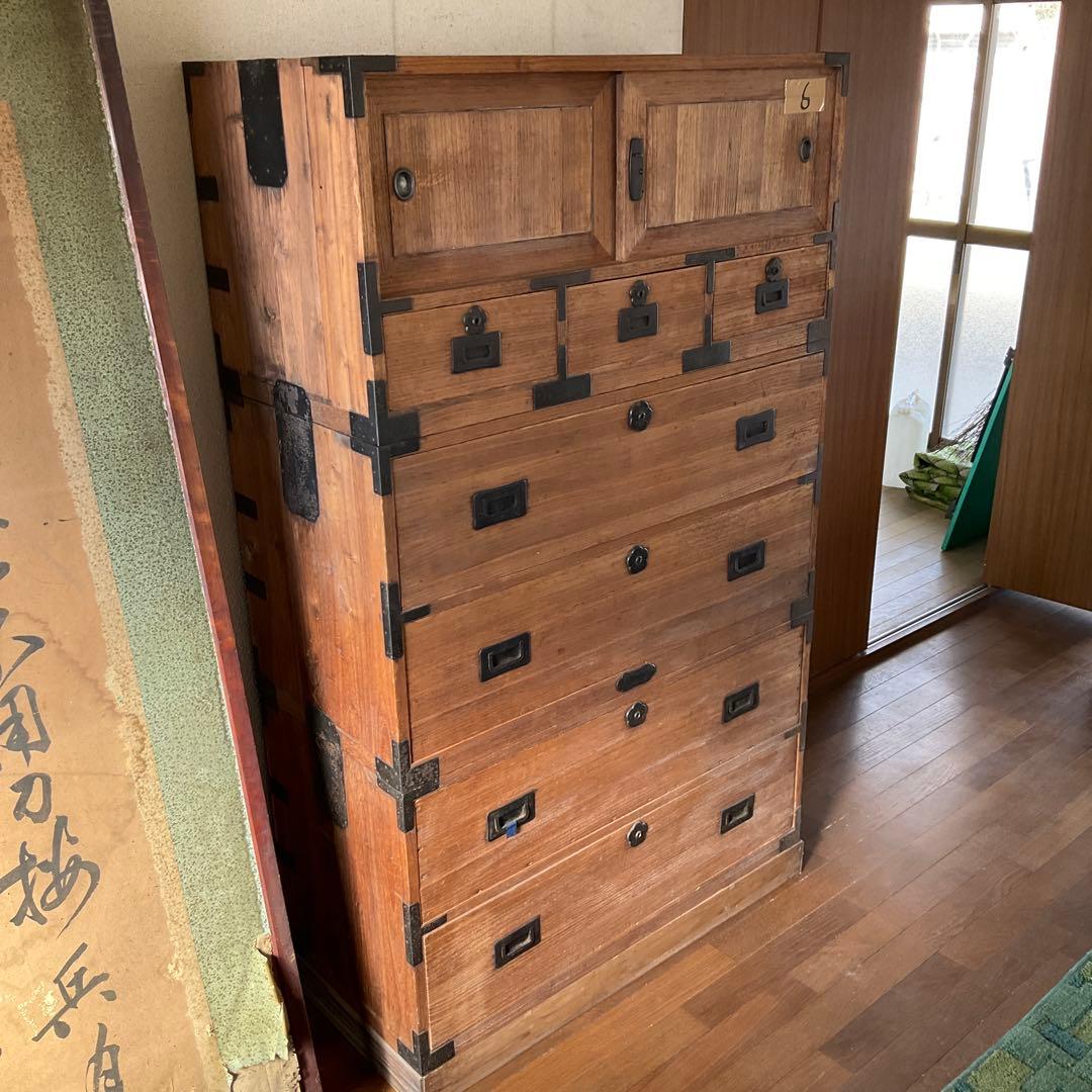 昭和家具　伝統的な和風木製タンス 6引き出し　⑥