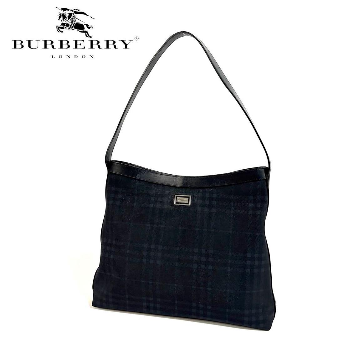 【美品】バーバリー PVCレザー 肩掛けショルダーバッグ グレー イタリア製