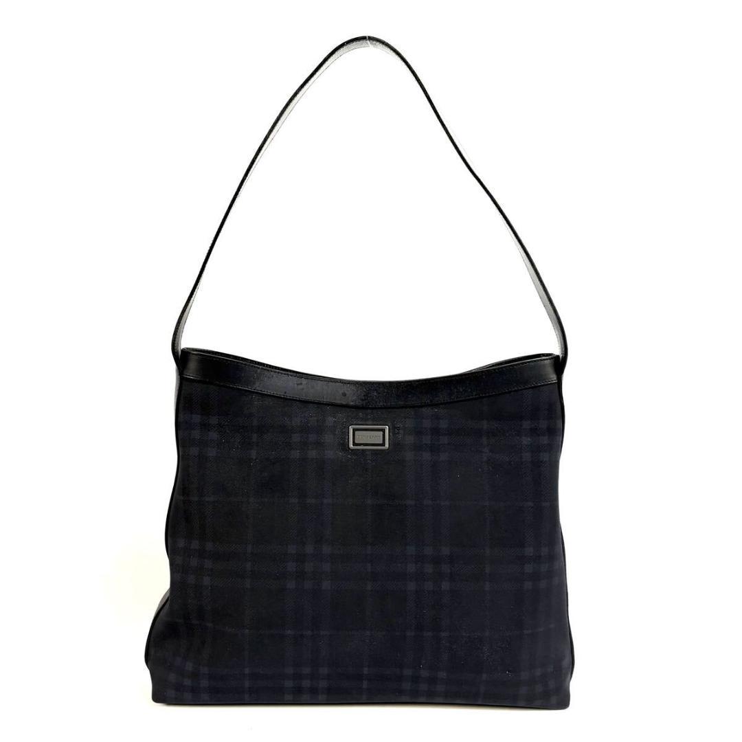 【美品】バーバリー PVCレザー 肩掛けショルダーバッグ グレー イタリア製