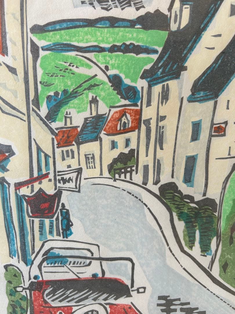 染谷ひさお　木版画「ENGLAND」　31/300