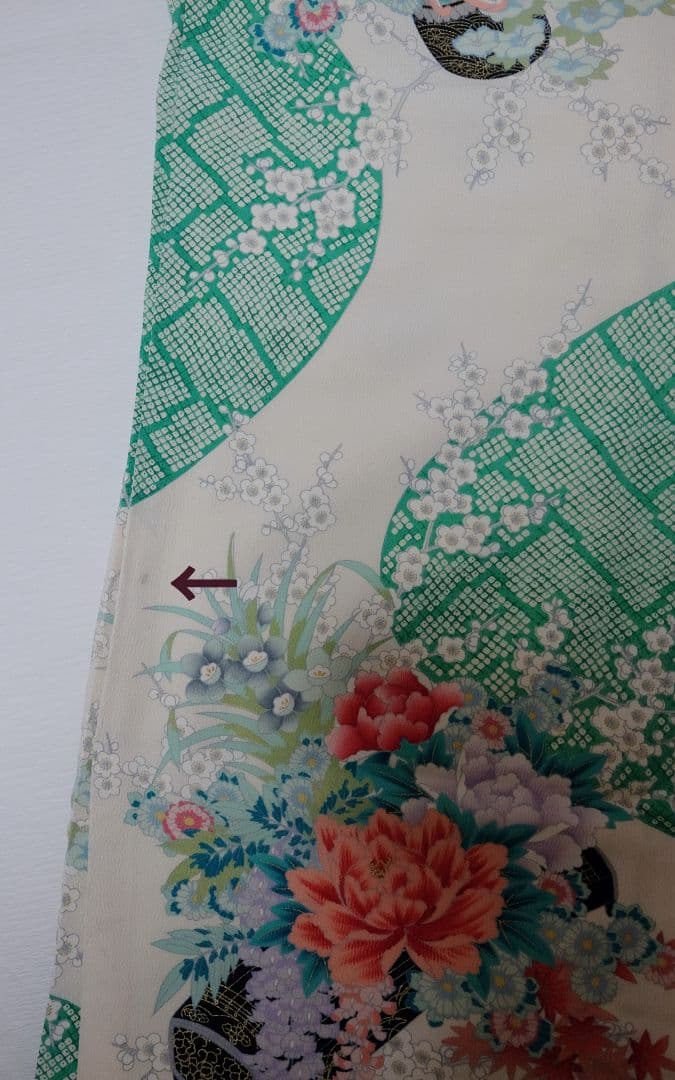 振袖フルセット　ミントグリーン　牡丹×疋田柄　上品キレイ目コーデ