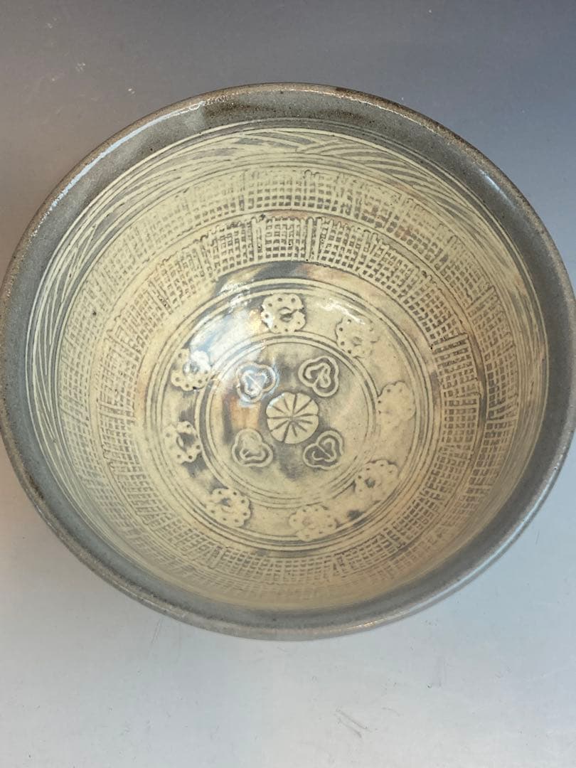 菰山窯 宮田豊 作 三島数茶碗10客 共箱 茶道具