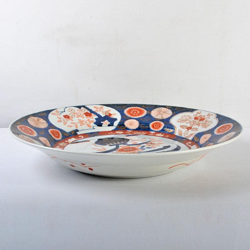 伊万里焼　古伊万里　染錦花文　飾皿　大皿　D　R4606B