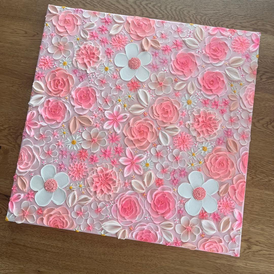 ピンク　ピンクのお花 壁掛けアート 絵画 花の絵 フラワーアート