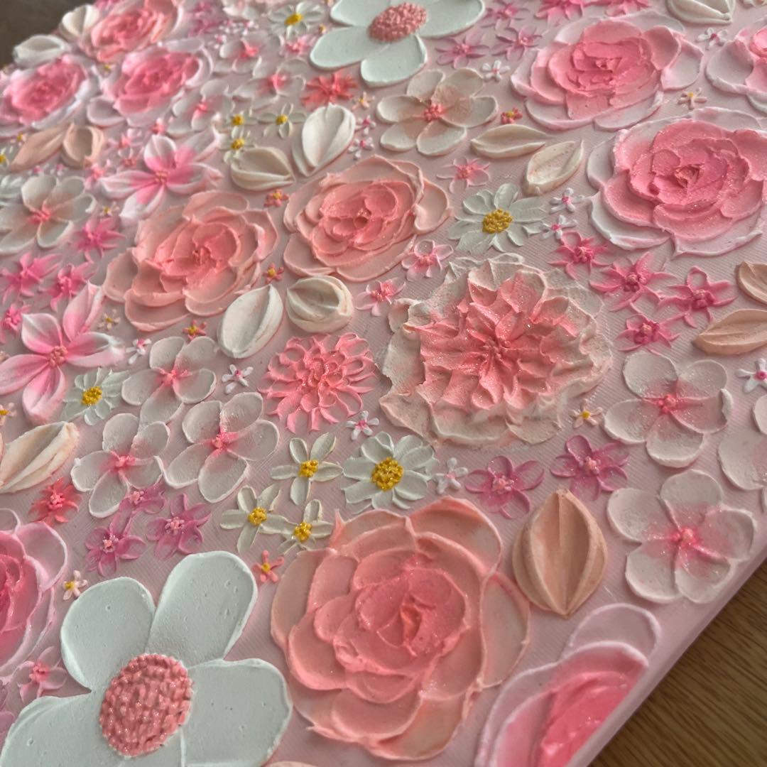 ピンク　ピンクのお花 壁掛けアート 絵画 花の絵 フラワーアート