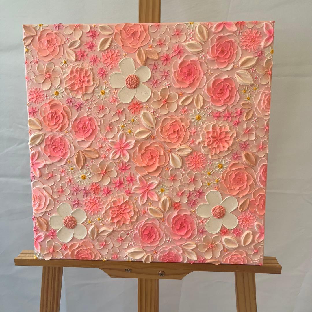 ピンク　ピンクのお花 壁掛けアート 絵画 花の絵 フラワーアート