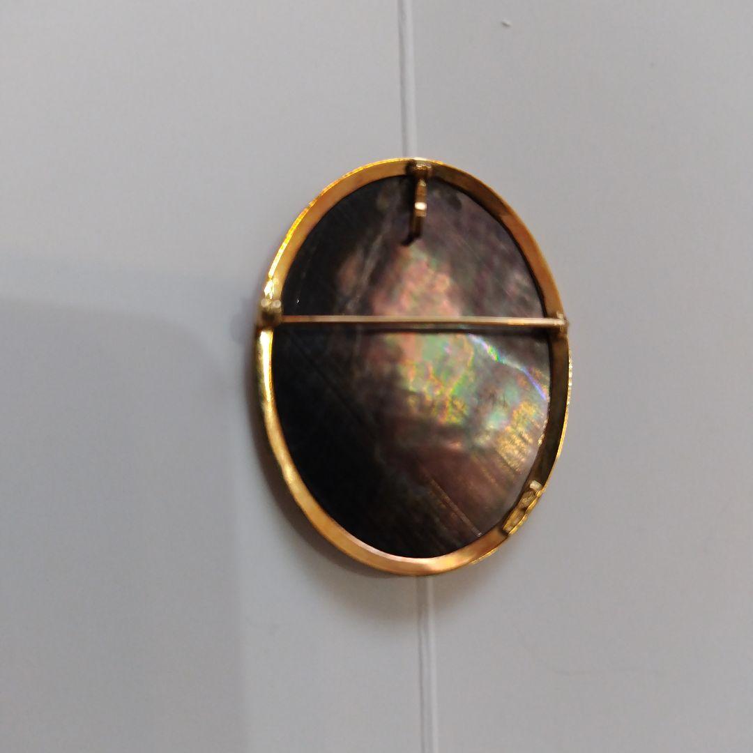 【美品】APA イタリア製 バラ シェル カメオ 2WAYブローチ