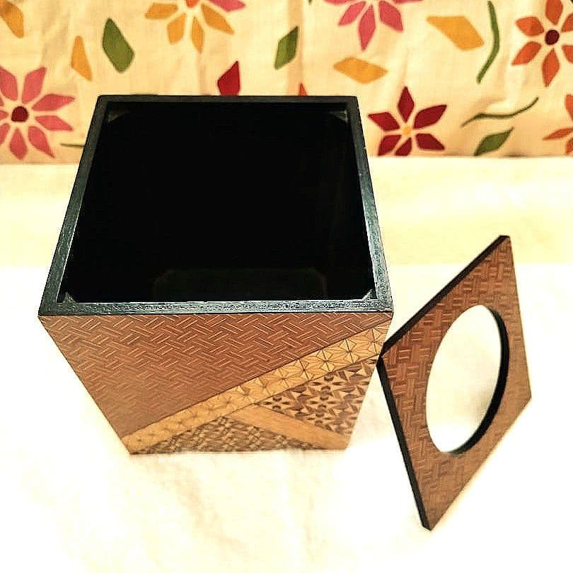 木製箱根寄木細工 ミニゴミ箱